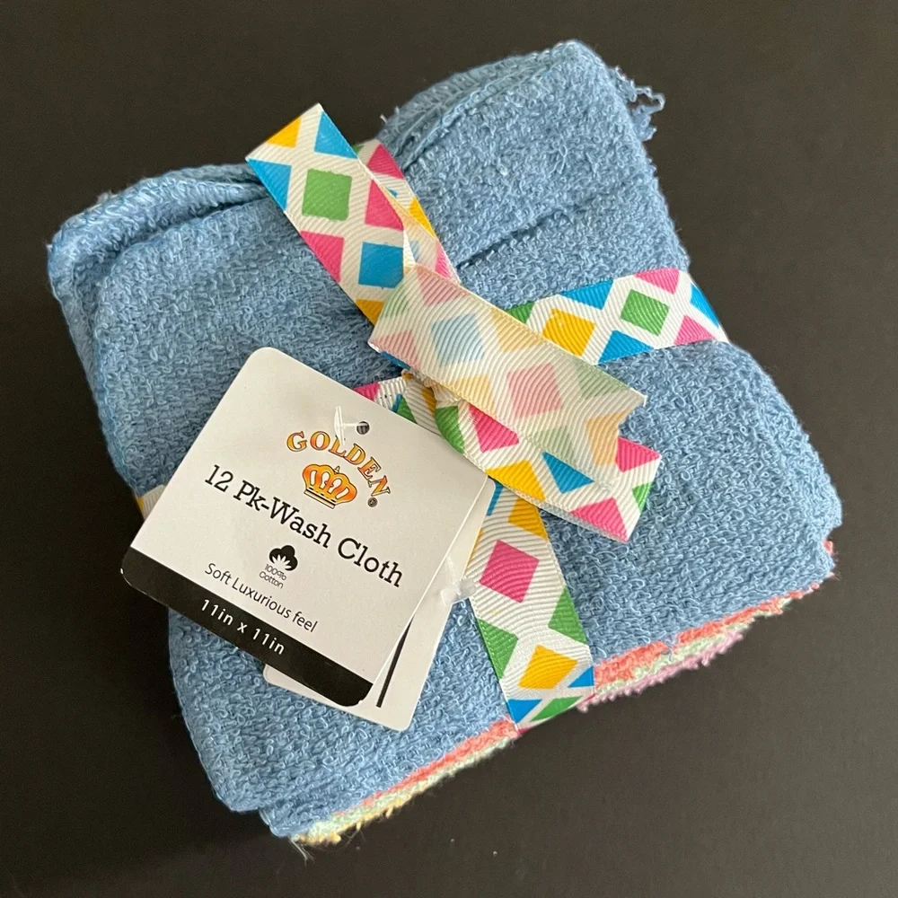 2/$14 💥🆕 Golden Soft Luxurious Feel Multi-Color Washcloths | 12 Pack | 4138